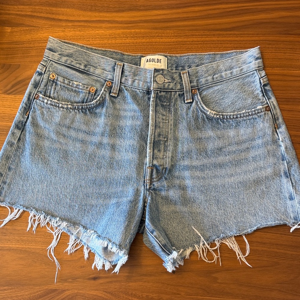 AGOLDE Parker Long Women’s Blue Denim Shorts